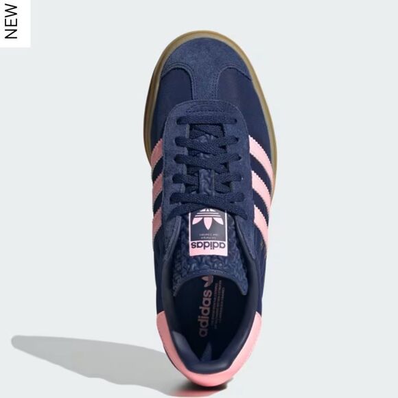 NWT Adidas Gazelle Bold Platform Shoes Dark Blue Pink Spark Women’s Size 7.5 - Picture 3 of 15